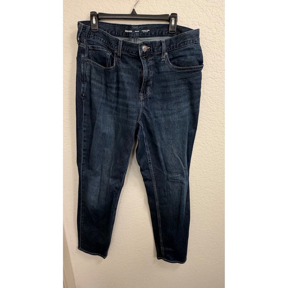 Old Navy Athletic Taper Built-In Flex Jeans Mens 36x32 Dark Wash Denim